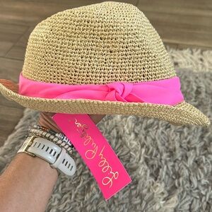 Lilly Pulitzer Straw hat with pink ribbon NWT